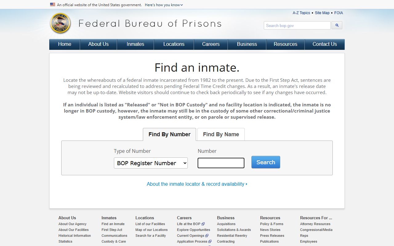 Federal Bureau of Prisons inmate locator used as a Massac County federal custody fallback